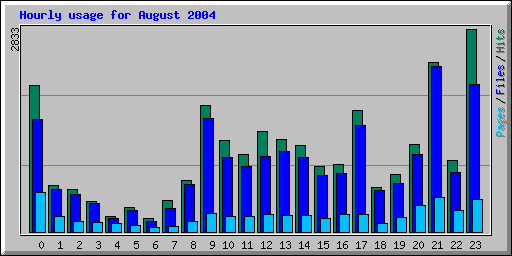 Hourly usage for August 2004